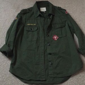 Army green button up long sleeve shirt